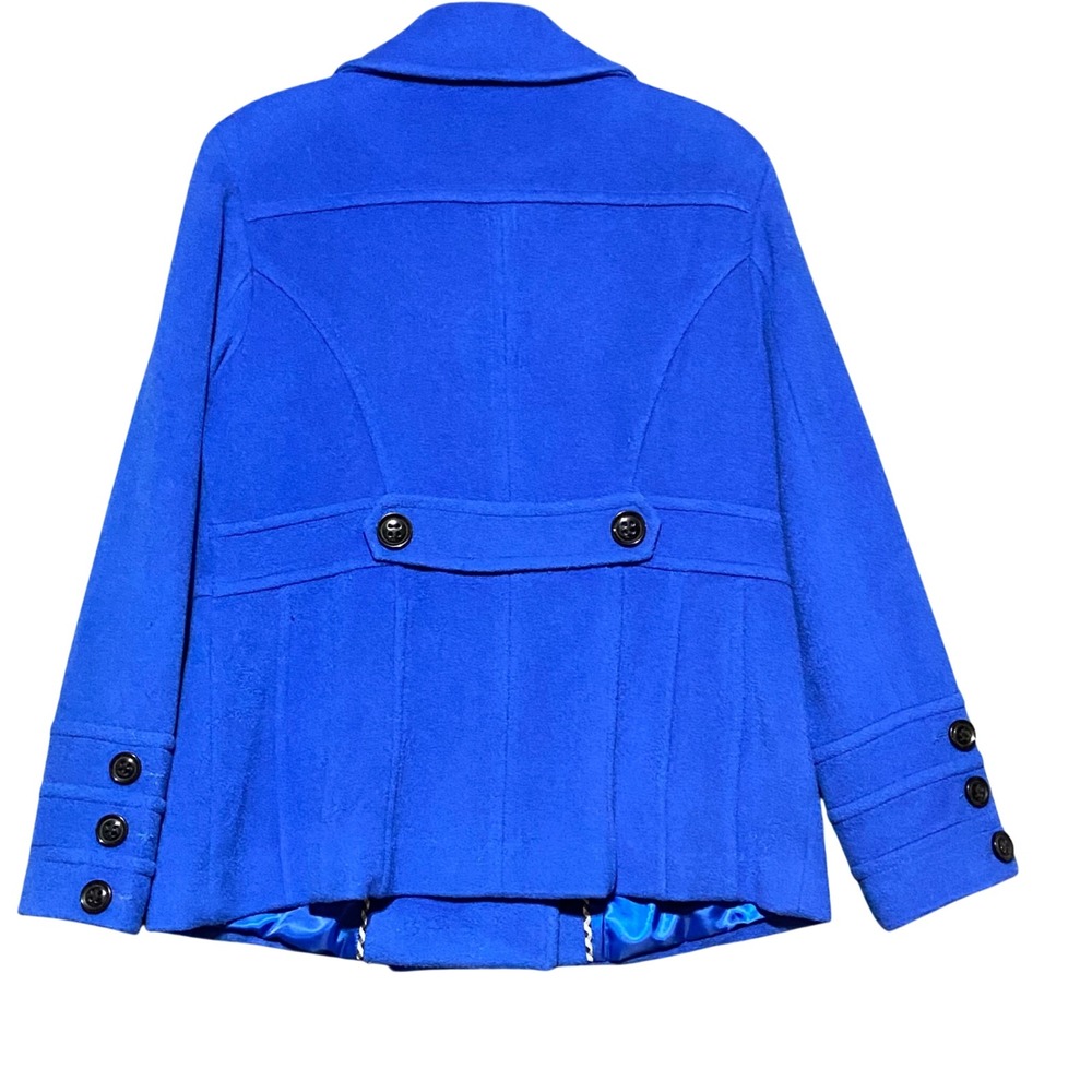 St Johns Bay Women's‎ Medium Cobalt Blue Wool Cashmere Blend Pea Coat Jacket - Picture 2 of 12